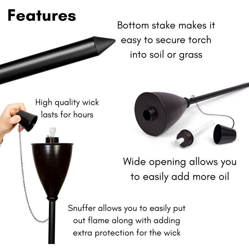58 in. Tiki Torch, Black