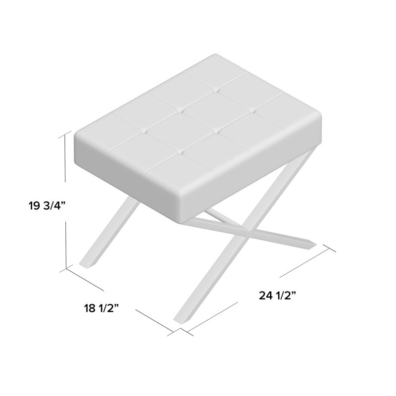 Halewood Faux Leather Ottoman, White Faux leather