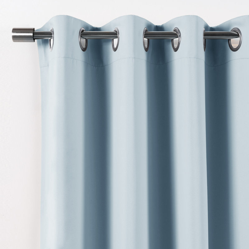 Schaeffer Solid Blackout Thermal Grommet Curtain Panels, Sky Blue, 52" W x 63" L