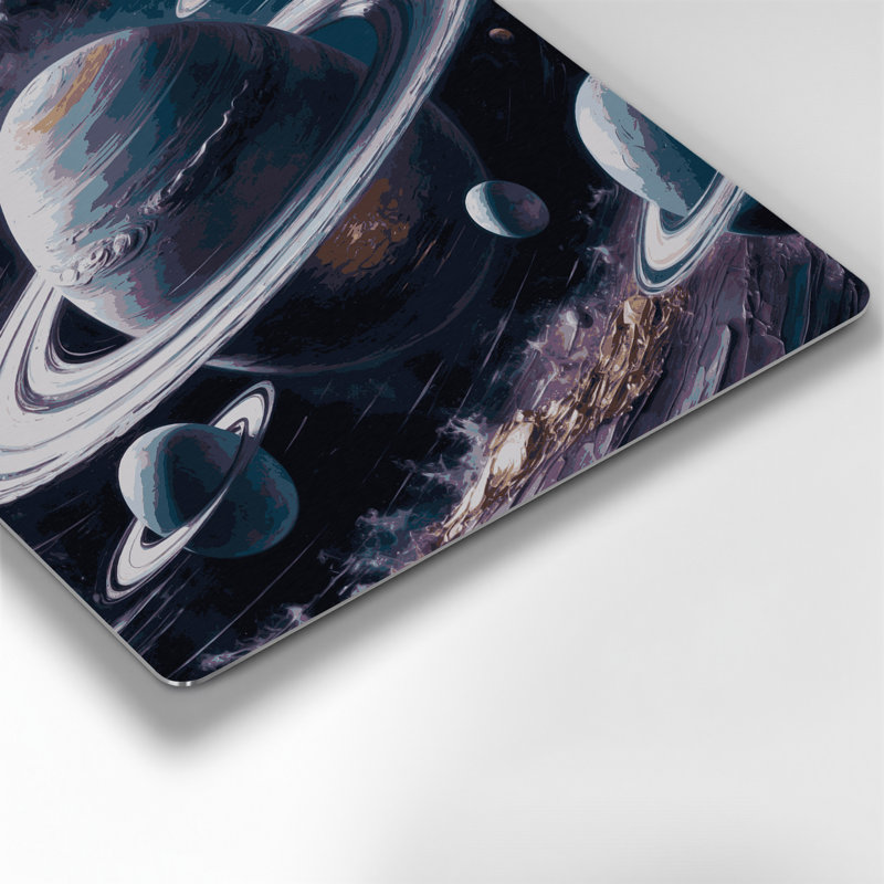 Art mural en métal gris avec planètes de science-fiction, 16" H x 16" W x 0.05" D