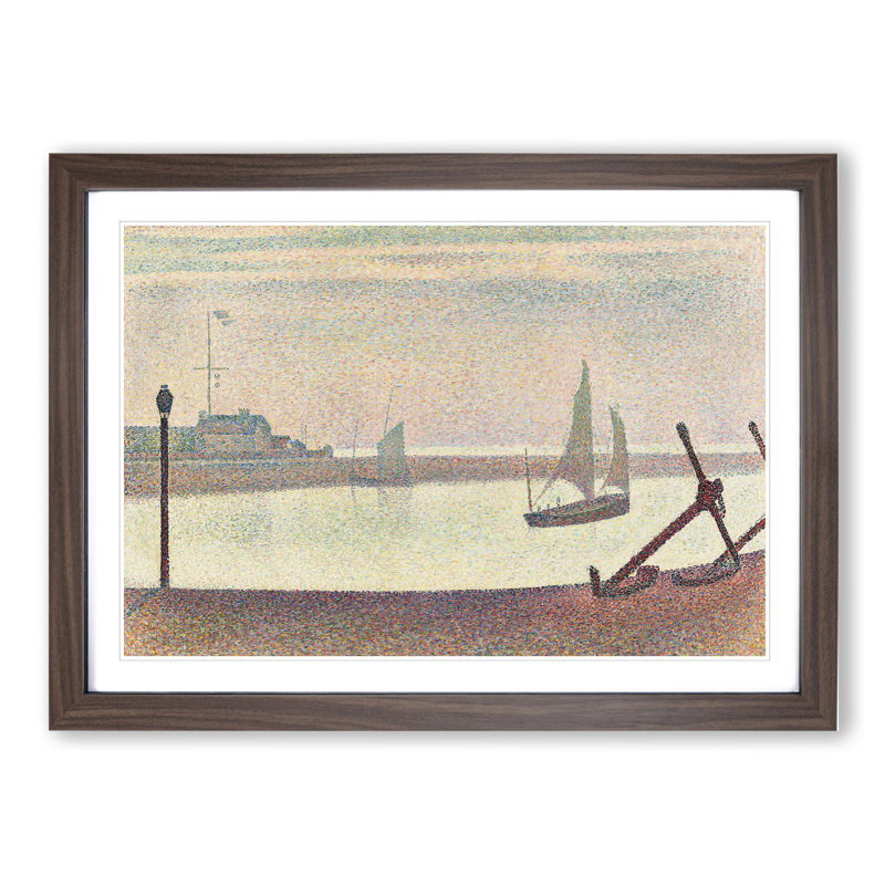 The Channel at Graveline Vol.2 by Georges Seurat - Picture Frame Painting, Walnut Framed, 27cm H x 36cm W x 2cm D