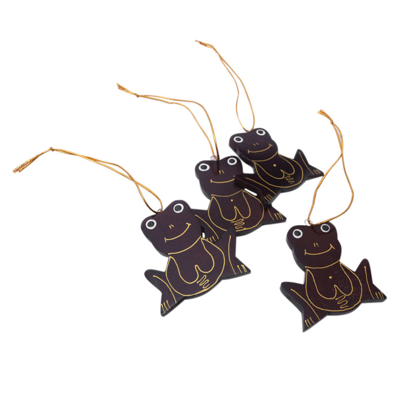 2.4'' Handmade Wood Animals Hanging Figurine Ornament