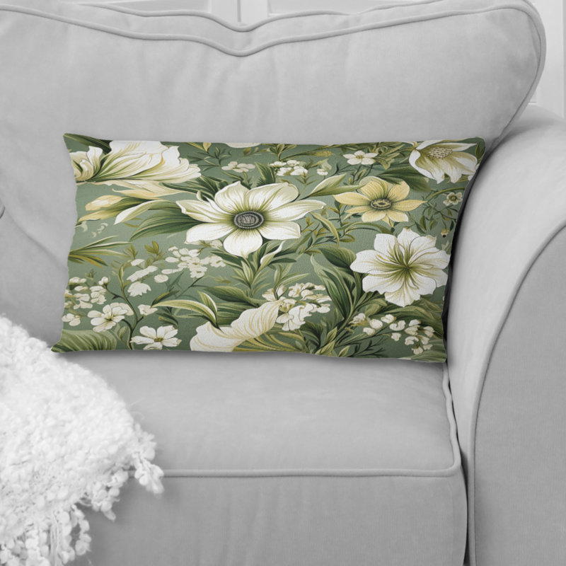 Coussin décoratif imprimé floral vert