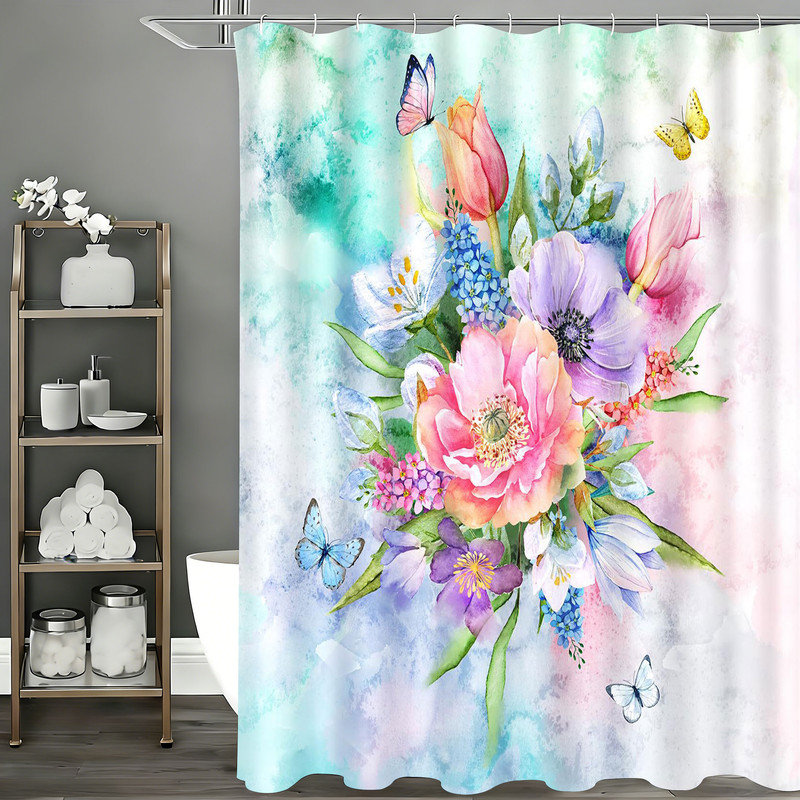 Shower Curtains with Hooks Included