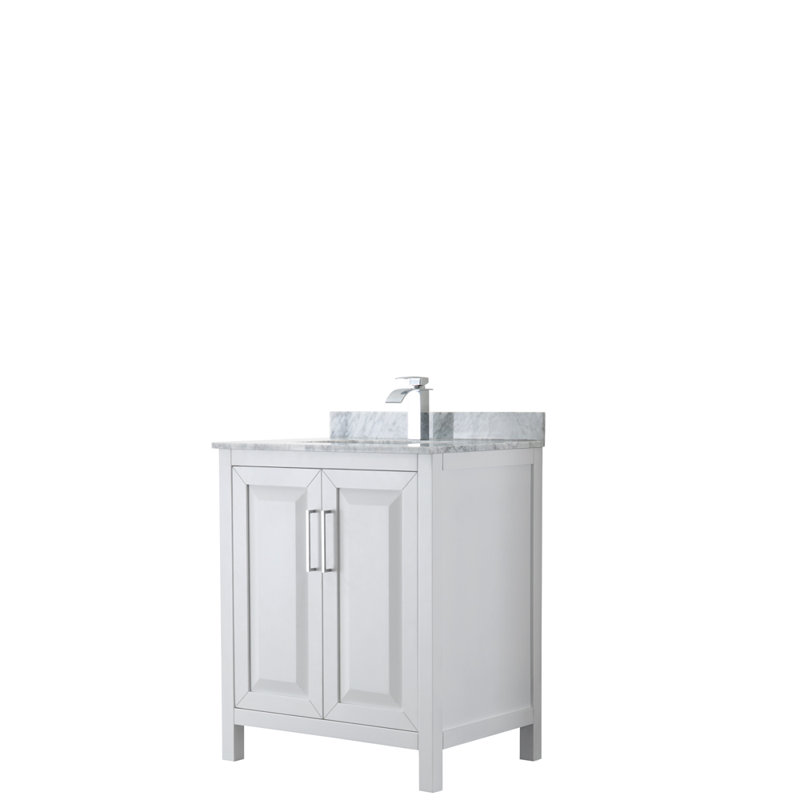 Daria 30'' W Single Vanity, White, White Cultured Marble, Polished Chrome