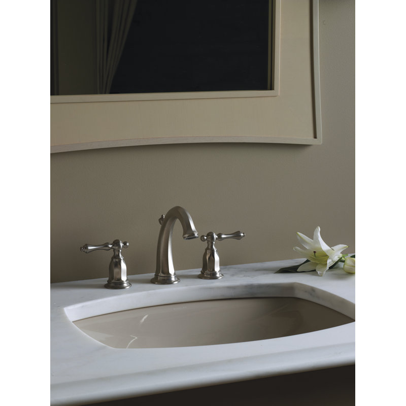 Kohler Kelston Widespread Bathroom Faucet with Pop-Up Drain Assembly, 3-Hole Low Arc 2-Handle Bathroom Sink Faucet, 1.2 gpm