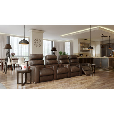 Power Leather Home Theater Configurable Seating by Orren Ellis