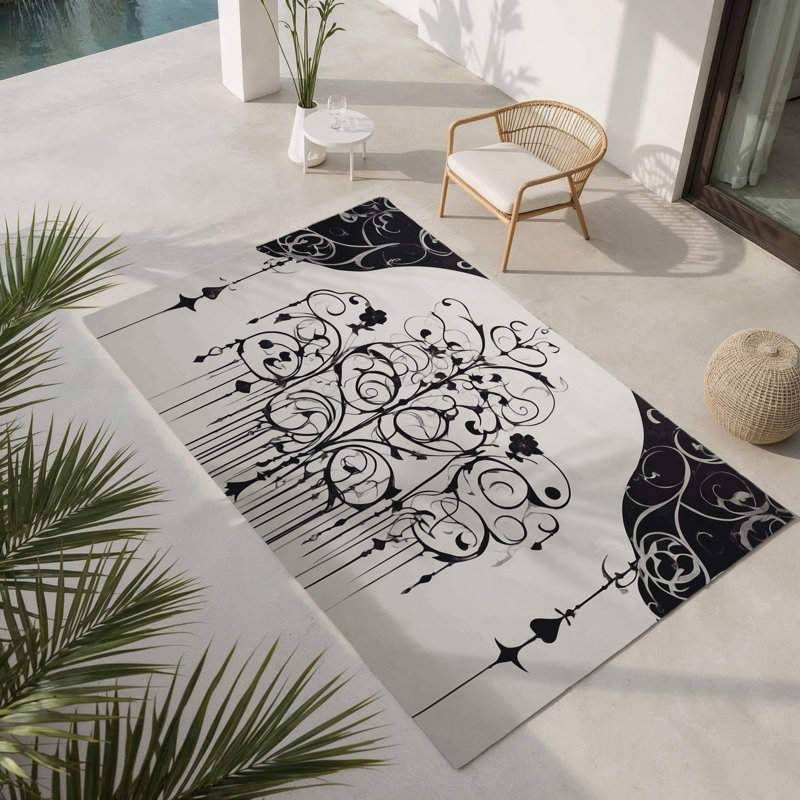 Tapis intérieur / extérieur Veiled Fern, Rectangulaire 8 pi x 10 pi
