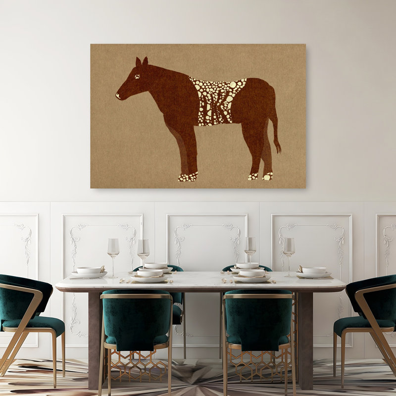 Impression d'art mural tacheté forêt cheval abstrait contemporain minimaliste forêt forêt, 40" H x 60" W