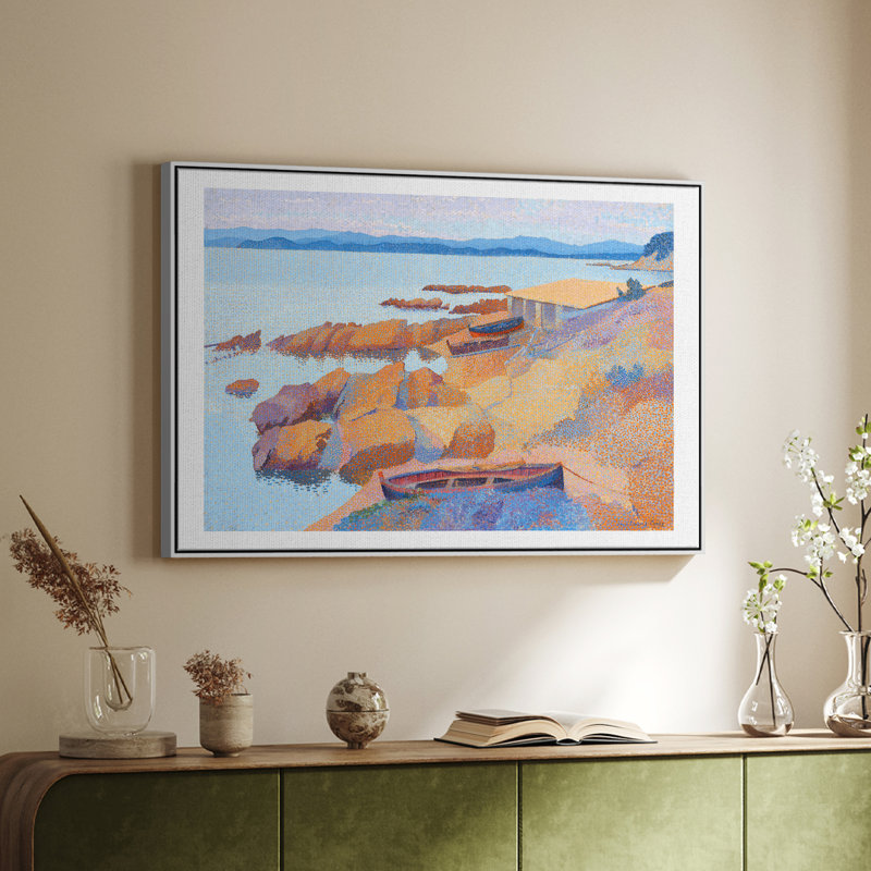 Paysage rétro - Cxxix, Toile encadrée flottée blanche, H 27 po x l 41 po x P 2 po