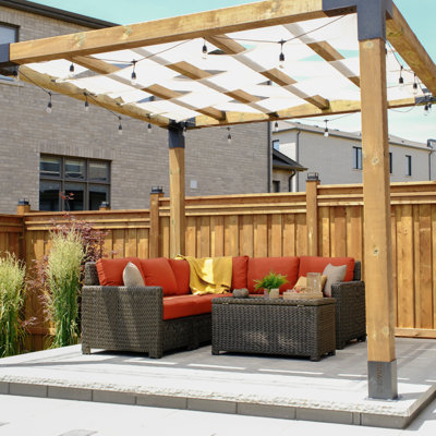 Canapé modulaire 4 pièces avec coussins rouges Krikacy Laguna Point