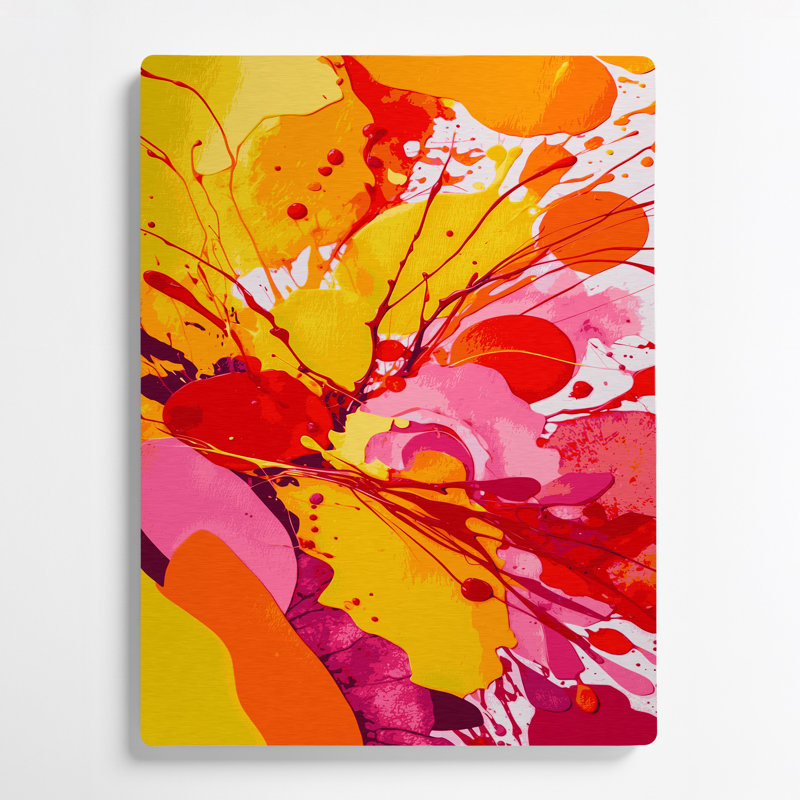 Abstrait aquarelle 72, art mural en métal rouge