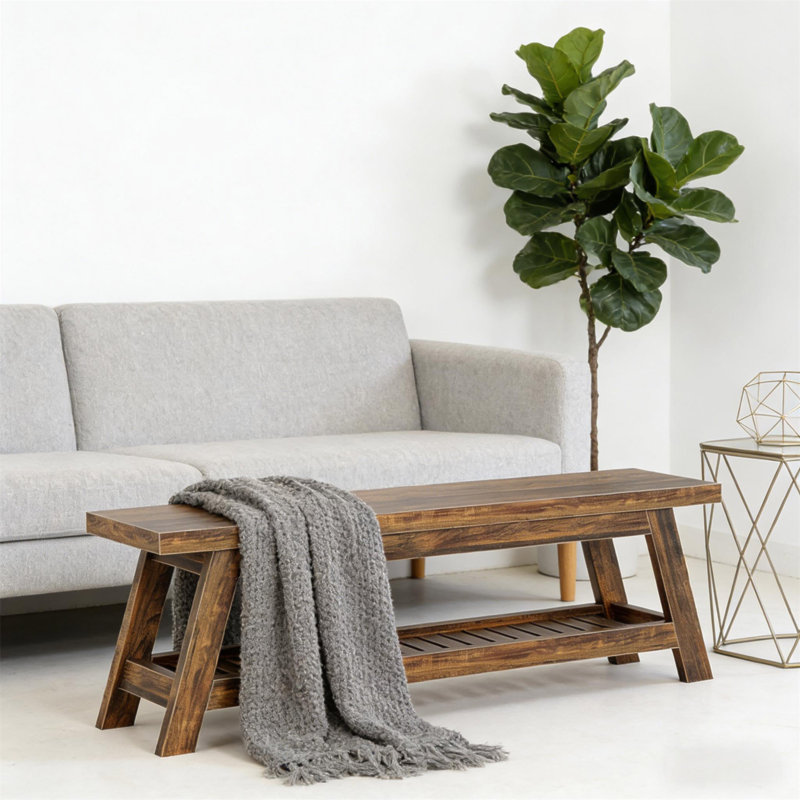 Banc de hall d'entrée à 2 niveaux, table d'appoint avec rangement, banc de siège de vestibule, table de hall d'entrée
