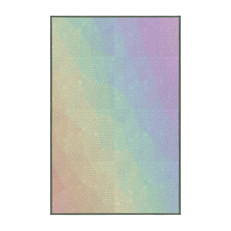 Mauve abstrait/vert/jaune Tapis décoratif, Rectangle 6 pi x 9 pi
