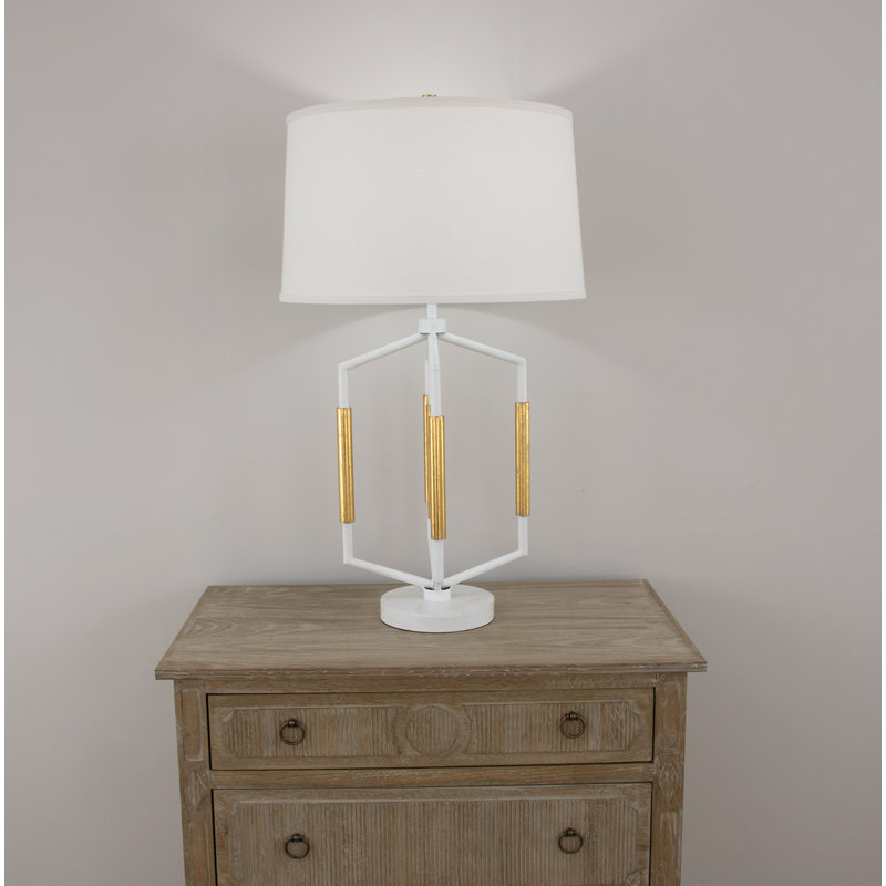 Mura Table Lamp, Antiqued White/Gold Leaf