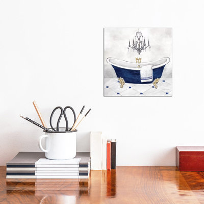 Navy Blue Bath II by Cynthia Coulter - Wrapped Canvas Print