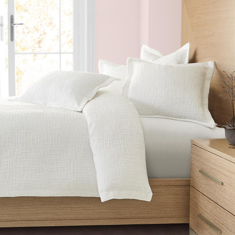 Hillton Duvet Set, White, King Duvet Cover + 5 Shams
