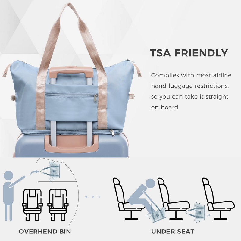 Ensemble de bagage 4 pièces avec serrure TSA et trousse de toilette à sec, Blue, 26.8" H x 18.5" W x 11.5 " D