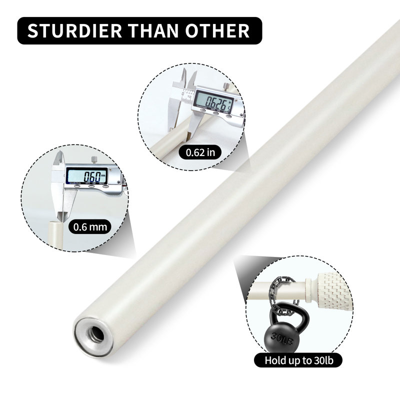 Tringle à rideau simple 5/8 po avec faîteaux, Blanc patiné, 48" - 84"