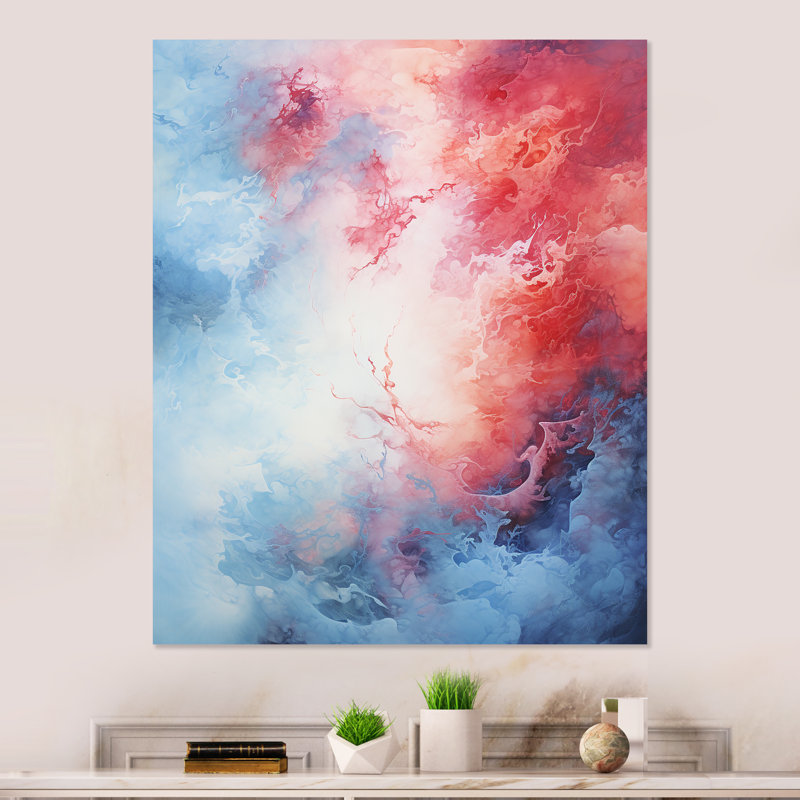 Feu et glace Tachisme Drift III - art mural en métal Tachisme, H 32 po x l 16 po x P 1 po