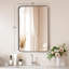Miroir de salle de bain rectangulaire arrondi de 1,18 po avec cadre en alliage d'aluminium et verre trempé de qualité supérieure Lunara-96236655-96278792