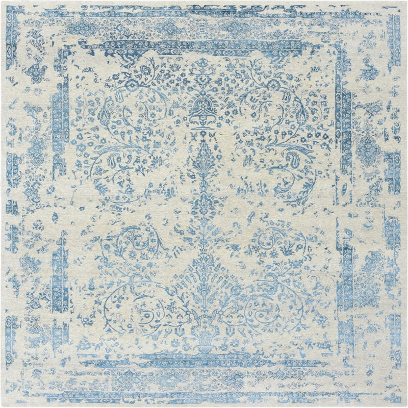 Tapis oriental bleu Henriette, Carré 8 pi