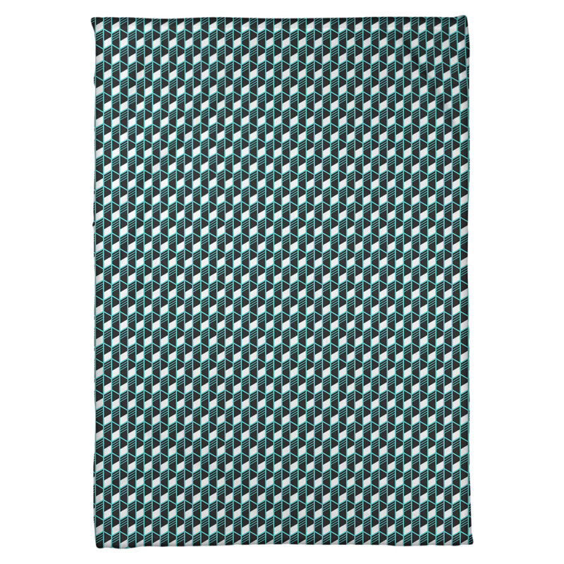 Couverture géométrique Katelyn Elizabeth, l 62,5 po x L 82,5 po, Bleu / noir