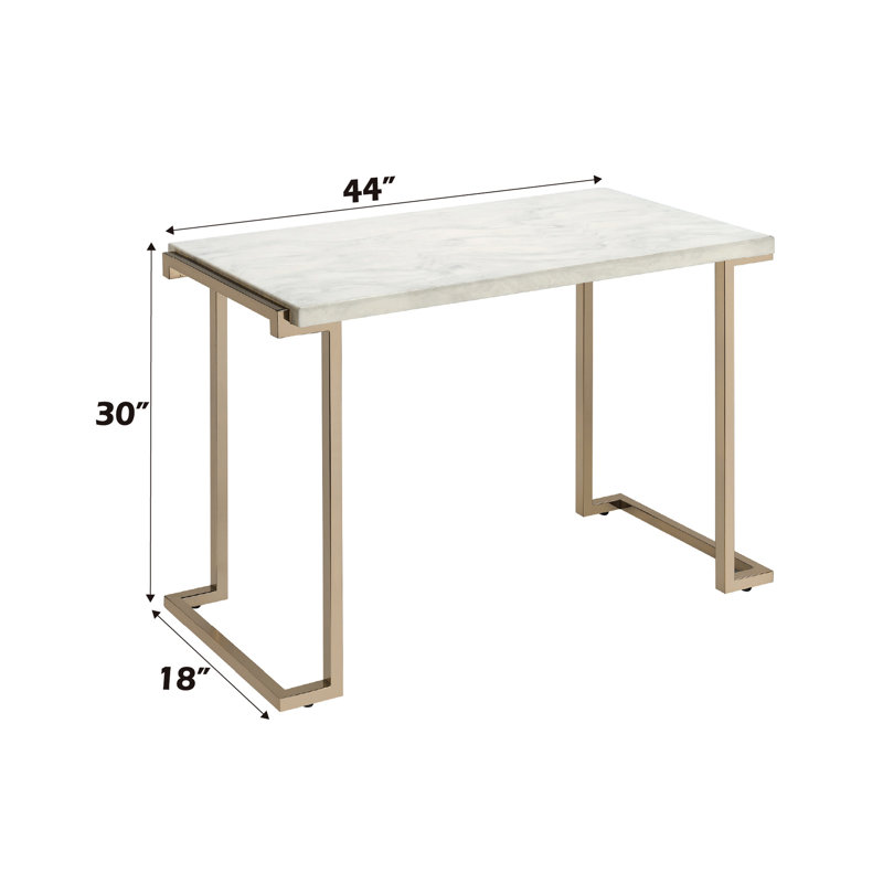 Table rectangulaire rectangulaire en faux marbre et métal avec base de style