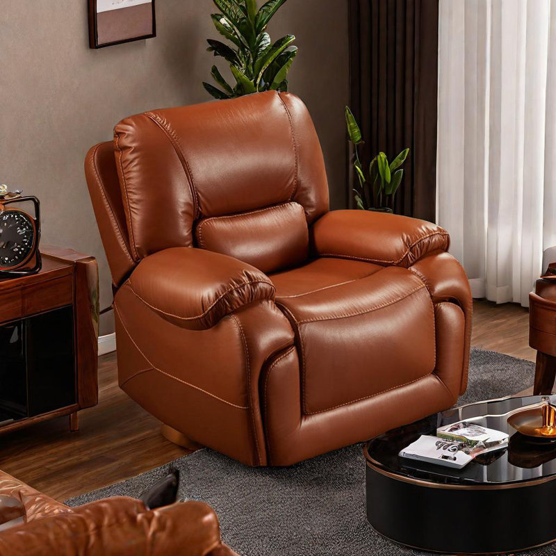 Manual Recliner With Leather And Sofa Swivel Recliner, Orange