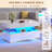 Coffee Table With Led Light, Modern High Gloss Finish Center Table With 2-tier Storage Space, Minimalist Coffee Table For Living Room, Office-205981729