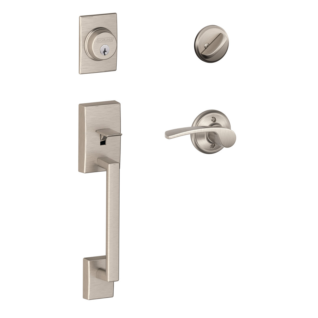 Century Handleset with Deadbolt and Merano Door Lever and Rosette Schlage 