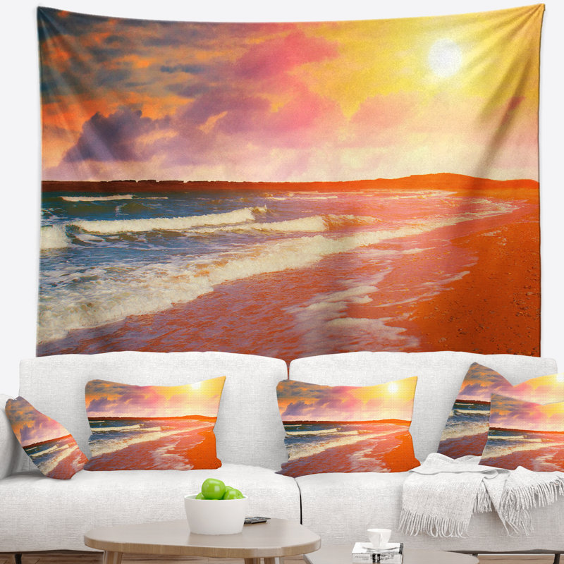 Tapisserie Desert Beach au coucher du soleil, H 50 po x l 60 po