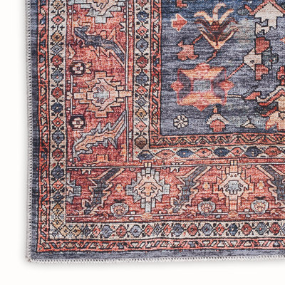 Lotte Navy Brick Washable Oriental Rug