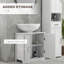 Meuble de salle de bain avec tablette réglable, blanc, créant un espace de rangement supplémentaire sous le lavabo, tablette intégrée