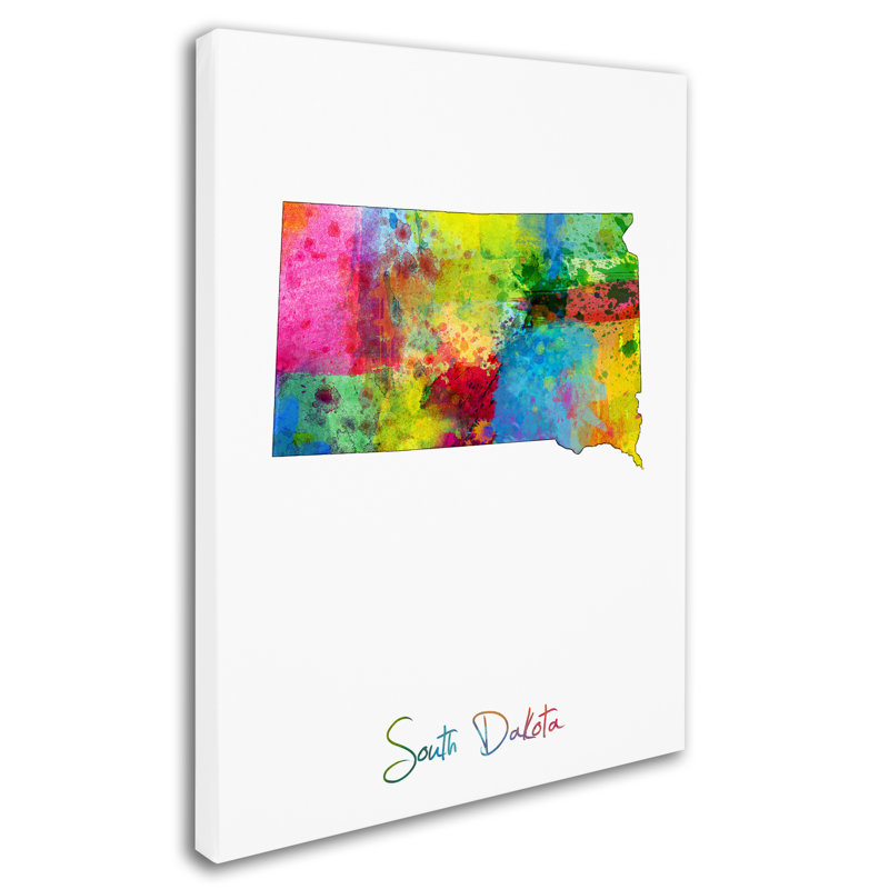 « south dakota map », reproduction d’impression sur toile tendue, H 47 po x l 35 po x P 2 po