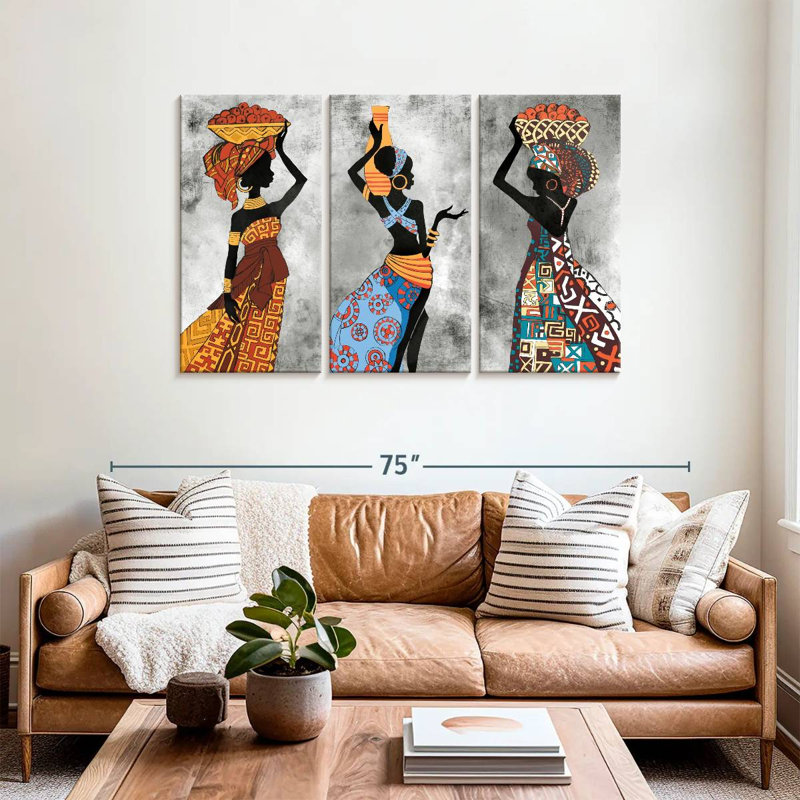 «Ethnic African Woman», reproduction sur toile, H 36 po x l 57 po x P 1,25 po
