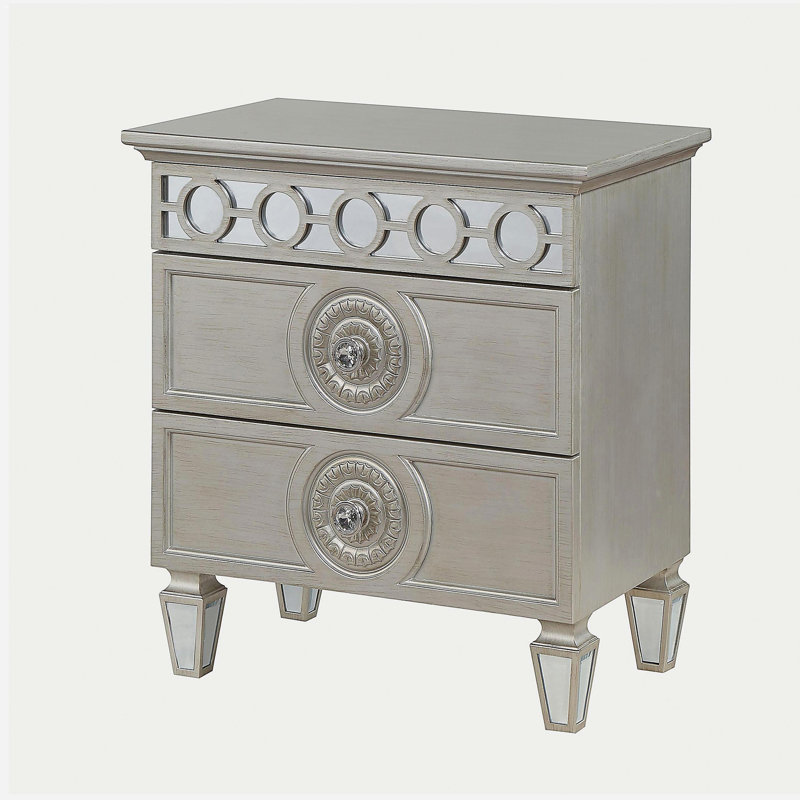 Table de chevet 2 tiroirs Silver