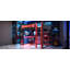 Lit mezzanine double en bois avec bureau, tablettes, prise de courant et ports USB / Type-C et lumière RVB, noir et rouge-165895133