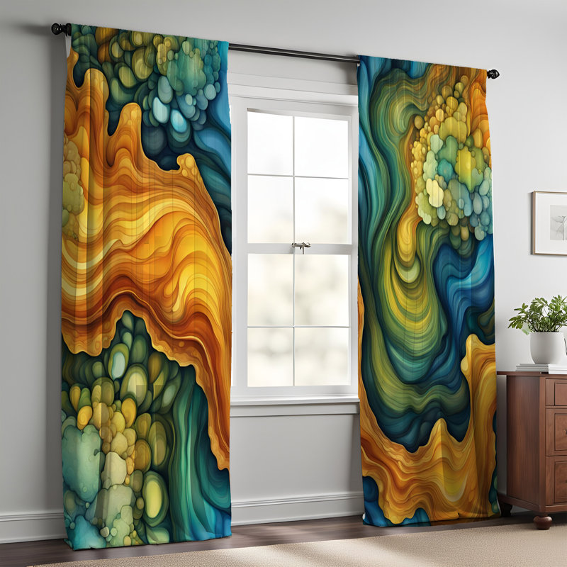Paire de rideaux semi-transparents en polyester Emilce, L 40 po x L 82 po