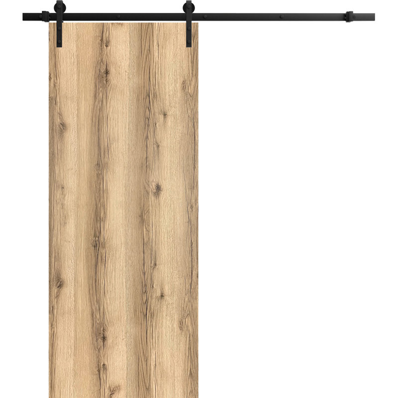 Porte de grange à panneaux en bois Planum sans trousse de quincaillerie d'installation, Chêne, 36 po x 84 po