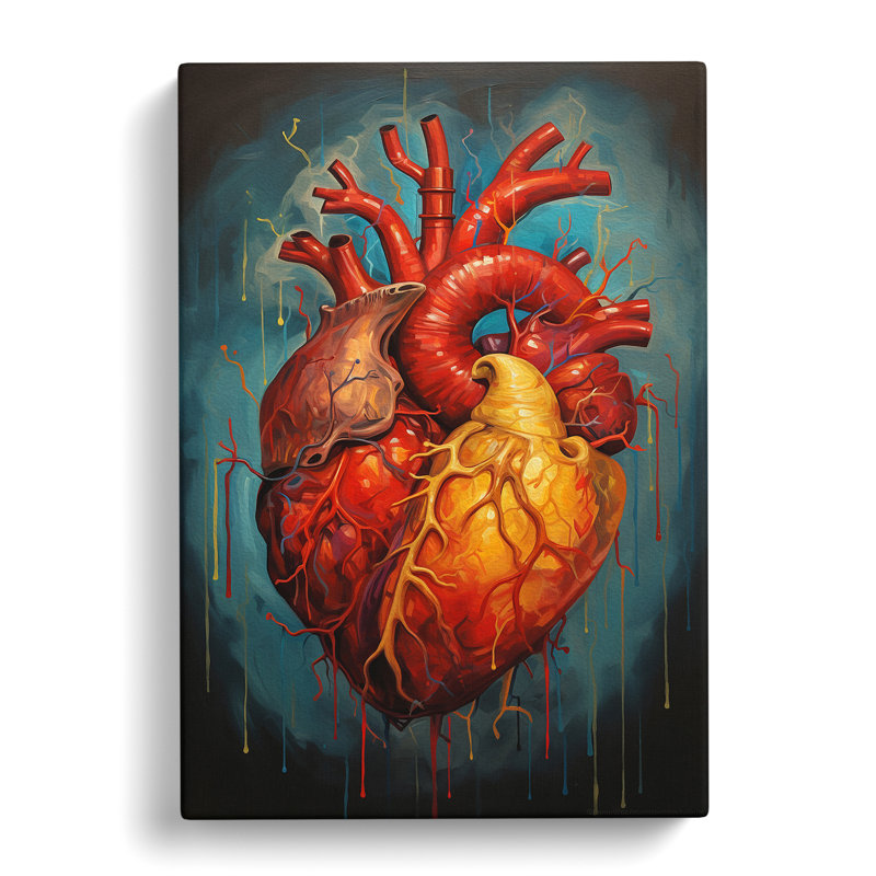 Anatomical Heart Expressionism - Wrapped Canvas, 60cm H x 40cm W x 3cm D