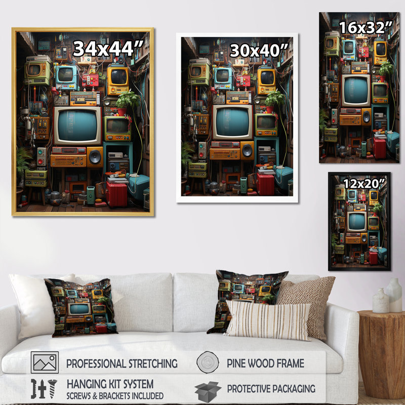 Rétro jeu vidéo rétro, impression sur toile, Cadre doré à une seule photo, H 44 po x l 34 po x P 1,5 po