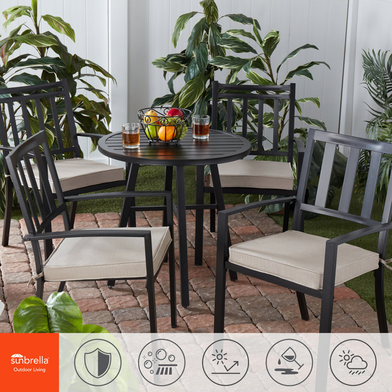 Sunbrella Outdoor Dining Chair Seat Pad, Cast Ash