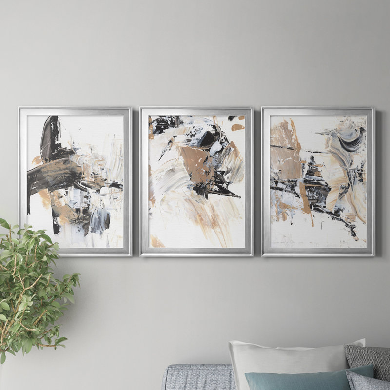 Ruckus I, reproduction encadrée de qualité supérieure - prête à être accrochée, Argent, H 42,5 po x l 91,5 po x P 1 po