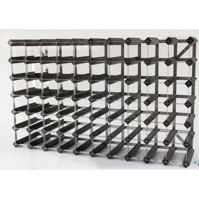Liddle 70 Bottle Floor Wine Bottle Rack, Black Stained / Galvanised Steel