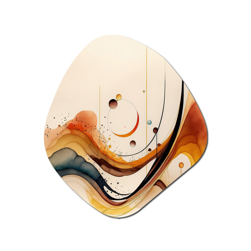 «Burnt Orange Waves Abstract V», art mural abstrait asymétrique en métal, sculpture murale en forme unique, H 28 po x l 25 po