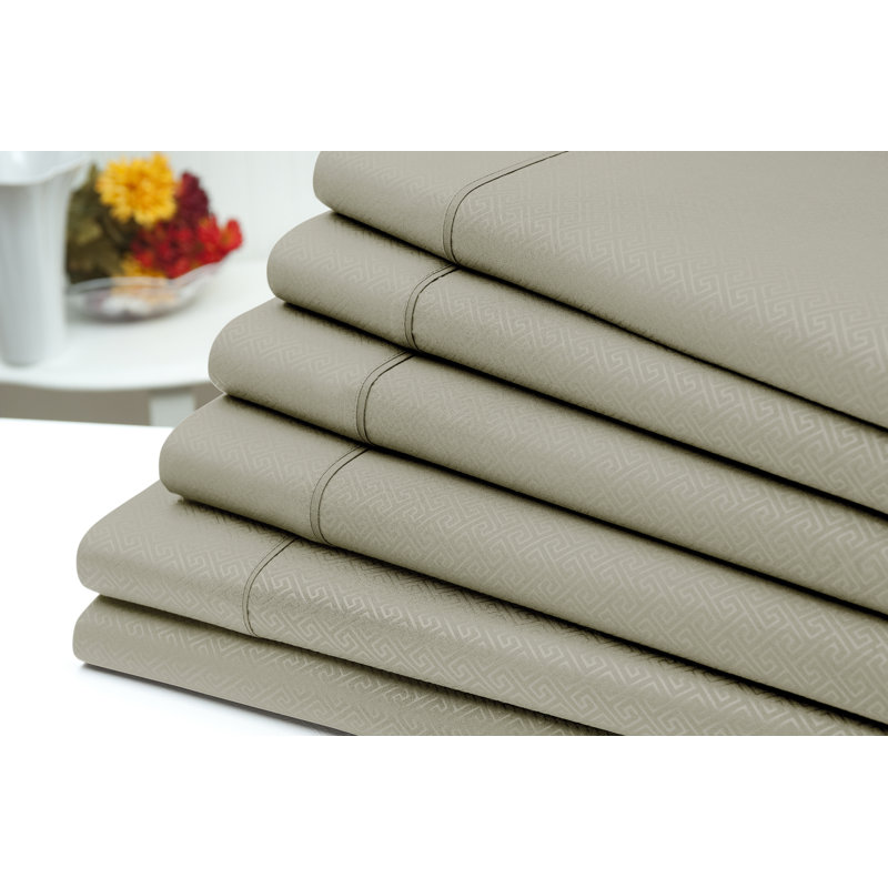 Ensemble de draps 6 pièces US, Taupe, Ensemble de draps pour grand lit + drap-housse + 4