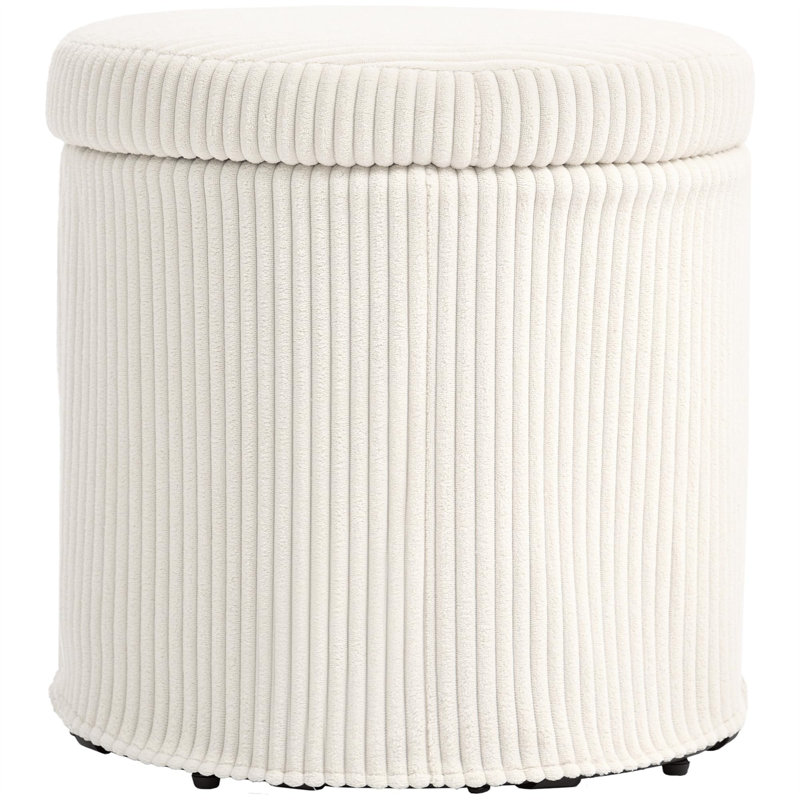 40cm Wide Solid Colour Footstool Ottoman, White