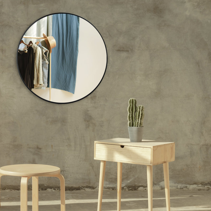 Miroir mural moderne et contemporain, 36 po x 36 po, Noir
