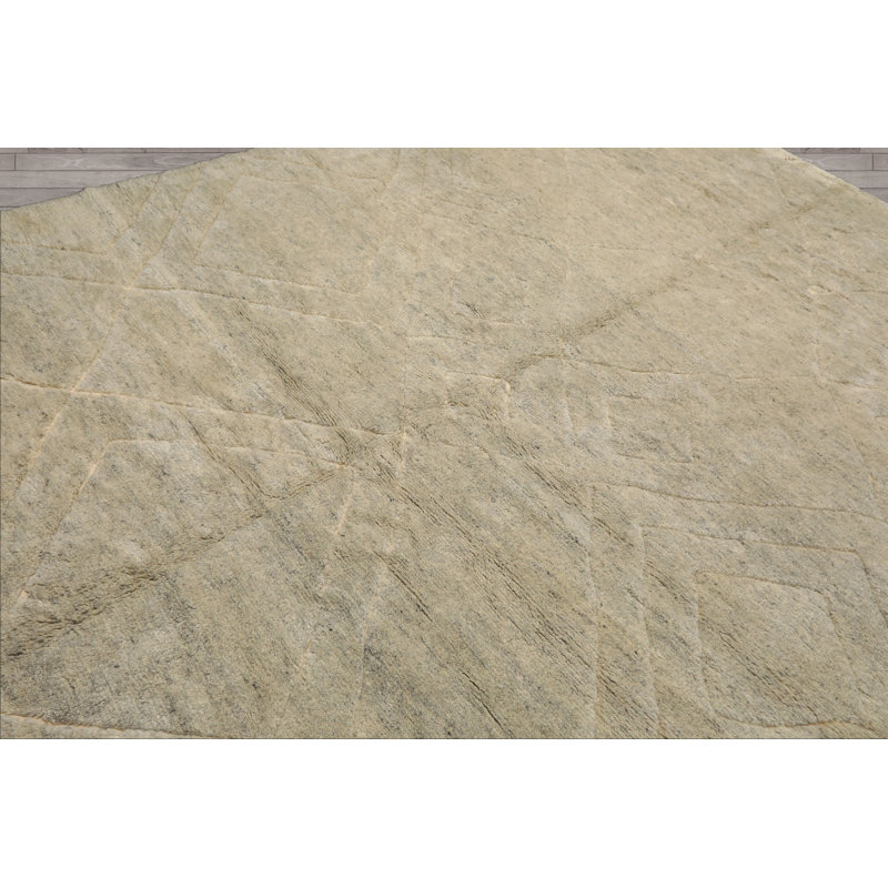 Tapis marocain beige moderne en laine noué à la main 8 x 10 pi Tibetano